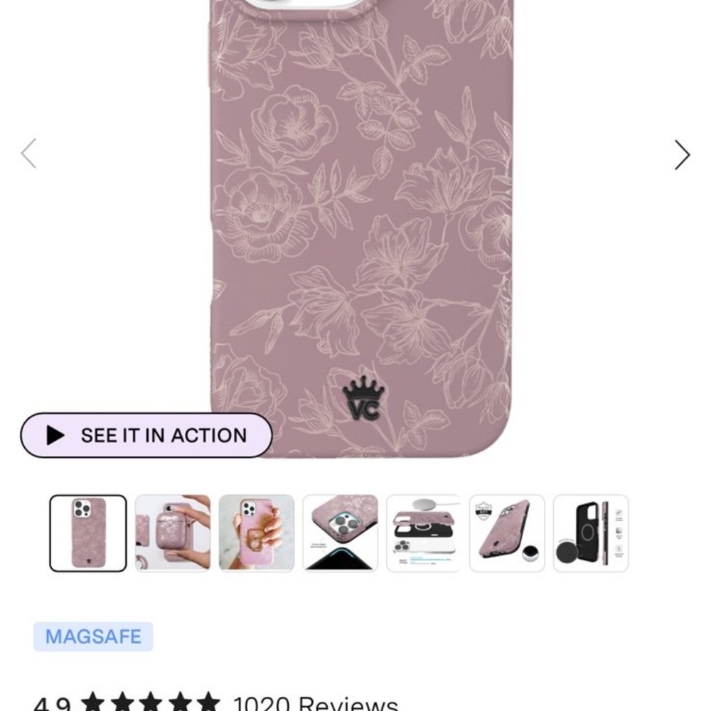 Velvet Caviar Floral Pattern iPhone 15 pro max Case - Pink and rose gold NEW!